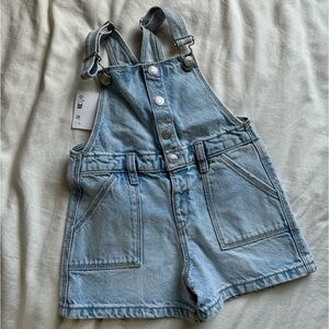 NWT Zara Girls Denim Jean Overall Shorts 18M